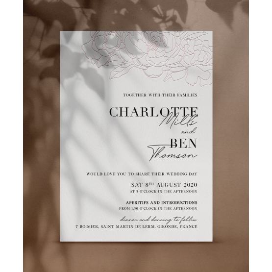 Floral Outline in Letterpress - Wedding Invitations - PM-KI300-PLP-PN-02 - 184519