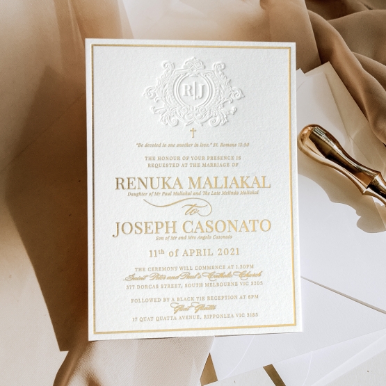 Embossed Crest & Foil - Wedding Invitations - IC330-GG-EM-01  - 184847