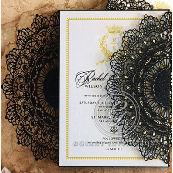 Black Doily Elegance - Wedding Invitations - PWI116053-D - 185413