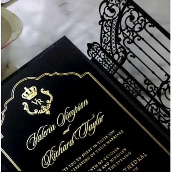 Black Victorian Gates with Foil - Wedding Invitations - PWI116051-GK - 185414