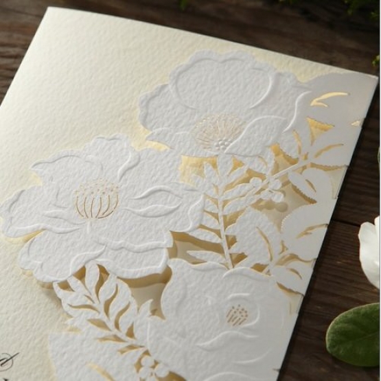 Elegant Floral Laser Cut - Wedding Invitations - HB15087 - 185511