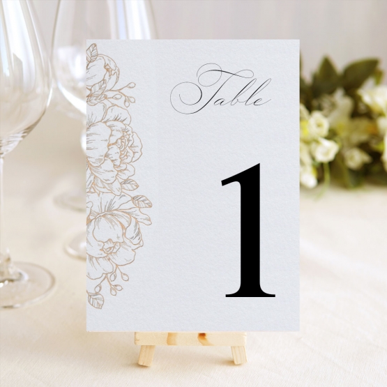 Pre foiled Peony Table Number