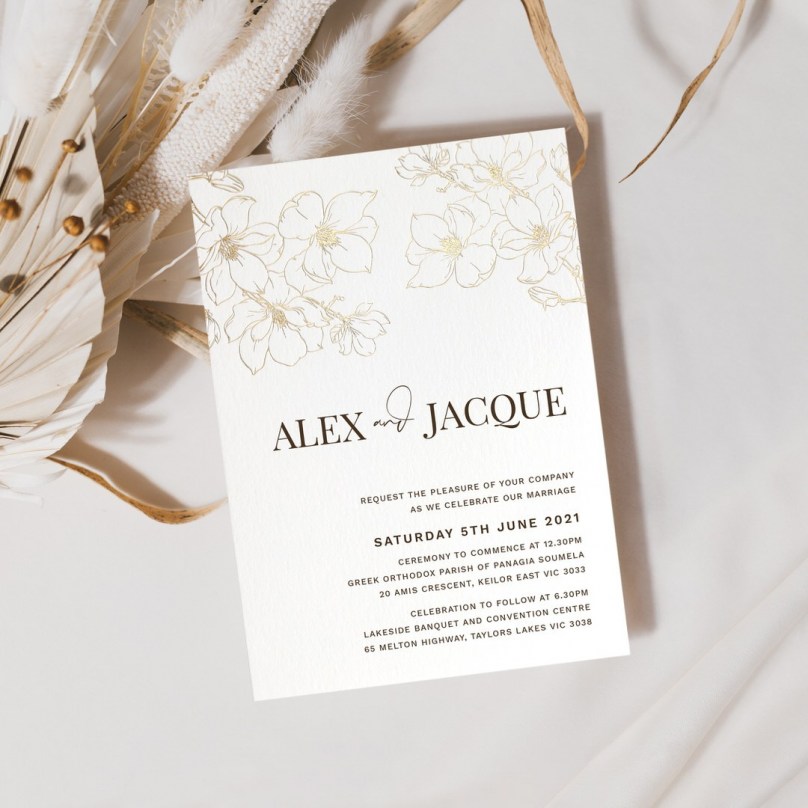 Golden Blooms - Wedding Invitations - KI300-PFL-GG-06x - 189298