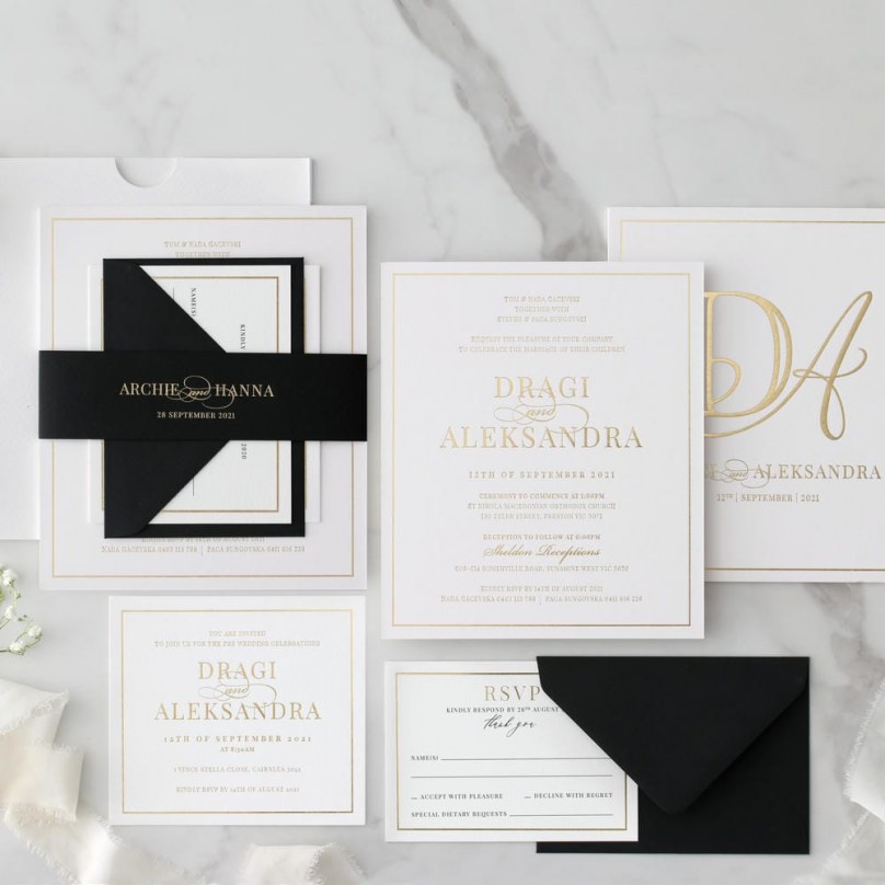 Hardcover White and Gold - Wedding Invitations - SU3M-GG-01 - 189235