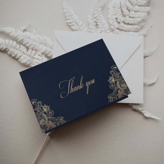 Glamorous Navy Gold Foiled Thank You Card - Thank You Cards - YD-CR12-PFL-GG-11 - 185660