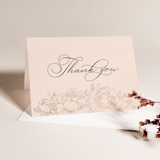 Foiled Peony Thank you Card - Thank You Cards - YD-PFL-CR07-RG-29 - 185824
