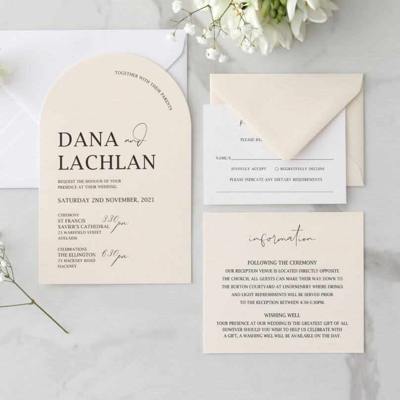 Light Cream Arch with Flat Ink - Wedding Invitations - CR07-ARC-CP-BS-RG-01-8163 - 189519