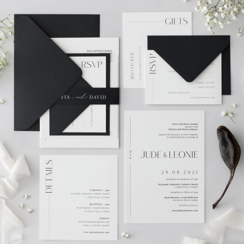 Black & White  Letterpress Suite - Wedding Invitations - IC55-LP-BL-04 - 189179