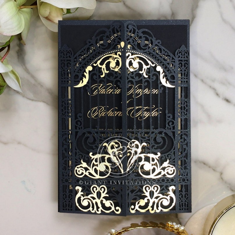 Black Victorian Gates with Foil - Wedding Invitations - PWI116051-GK - 189382