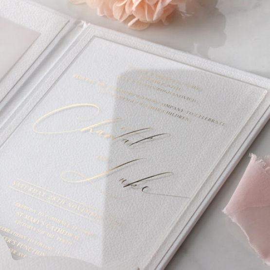 Gold Foil Acrylic Hardcover - Wedding Invitations - HC-GG-CL-1 - 185305