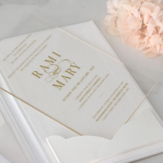 Hardcover Acrylic Pocket - Wedding Invitations - HC-GOLD-CL-1 - 185299