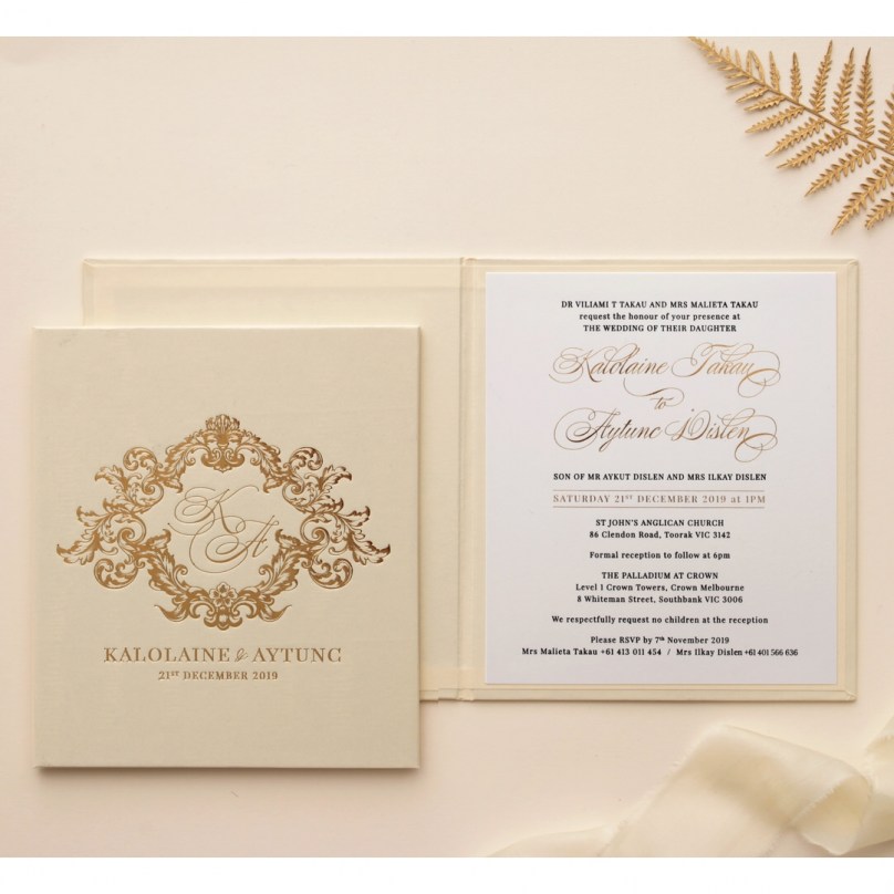 Hardcover Pearl Gold Shimmer - Wedding Invitations - HC-PG02 - 189367