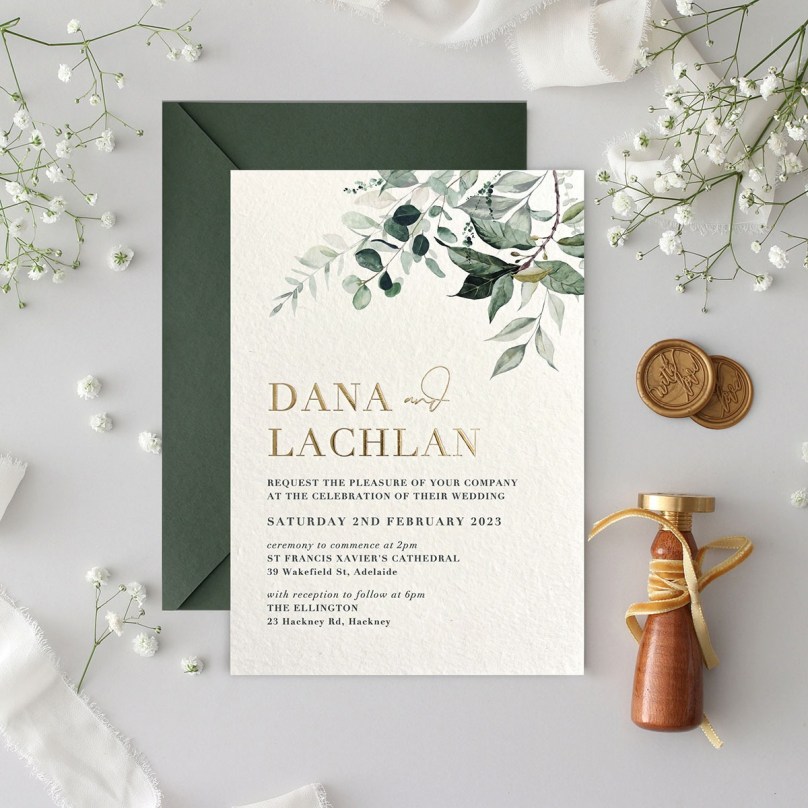 Gold Floral Wedding Invitation- COPY - Wedding Invitations - KI300-CP-16-F - 189463