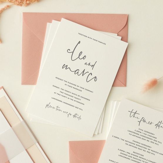 Modern in Dark Grey Letterpress - Wedding Invitations - WP-IC55-LP-08 - 184261