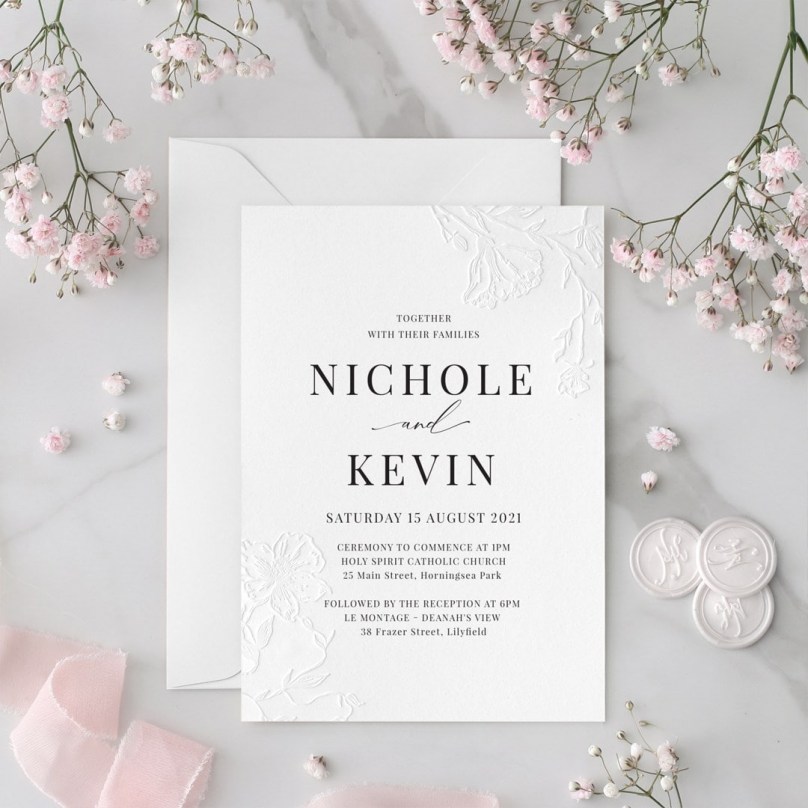 Blind Letterpressed Flowers - Wedding Invitations - IC330-PLP-B-01 - 189147