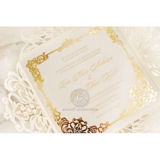 Divine Damask with Foil - Wedding Invitations - WB1519-WH-F - 185049