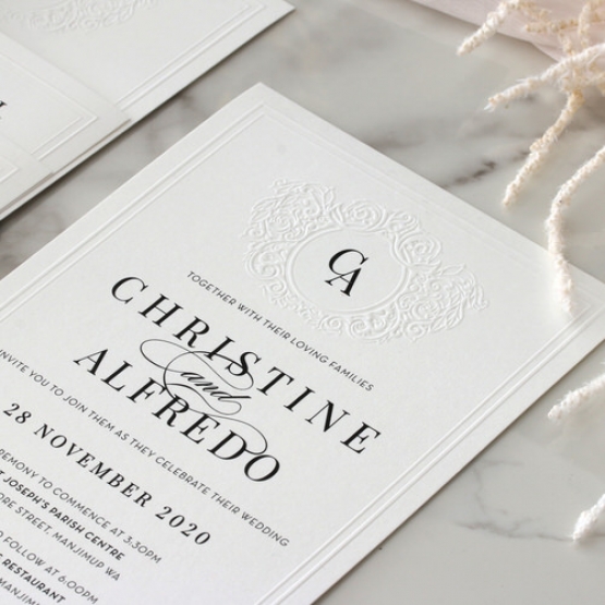 Embossed Crest and Frame - Wedding Invitations - KI300-PEM-BLL-04 - 185118