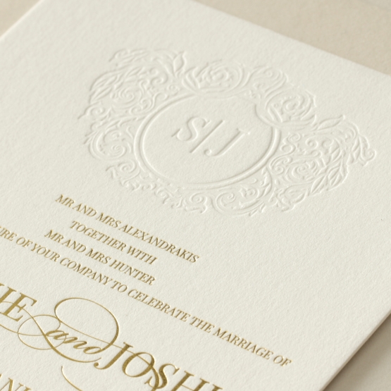 Letterpress Crest with Foil - Wedding Invitations - WP-IC55-BLGG-01 - 184276