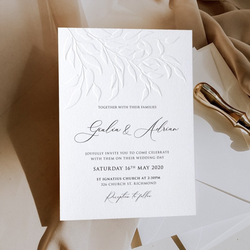 Charming Embossed Leaves - Wedding Invitations - KI300-PEM-BL-03 - 189135