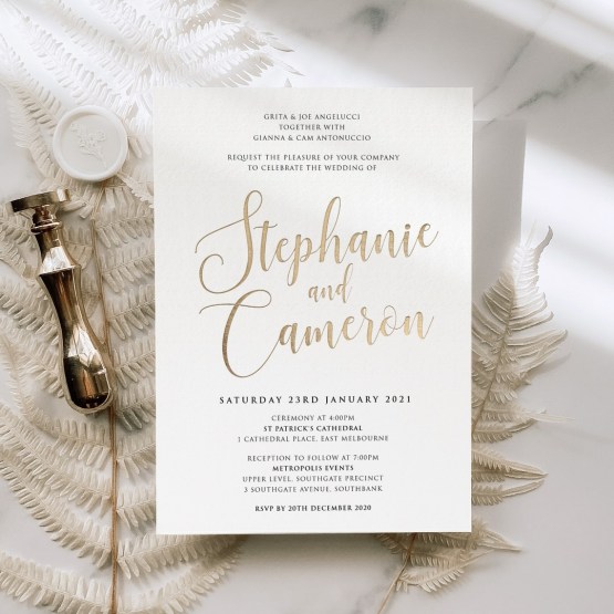 Letterpress & Foil Combination - Wedding Invitations - IC550-GG-LP-BK-03 - 188808