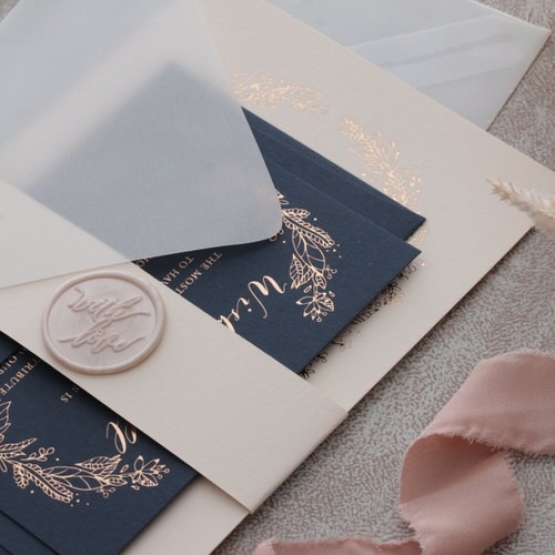 Pre Foiled Blush Floral Wreath - Wedding Invitations - PM-CP02-PFL-B-01 - 185015