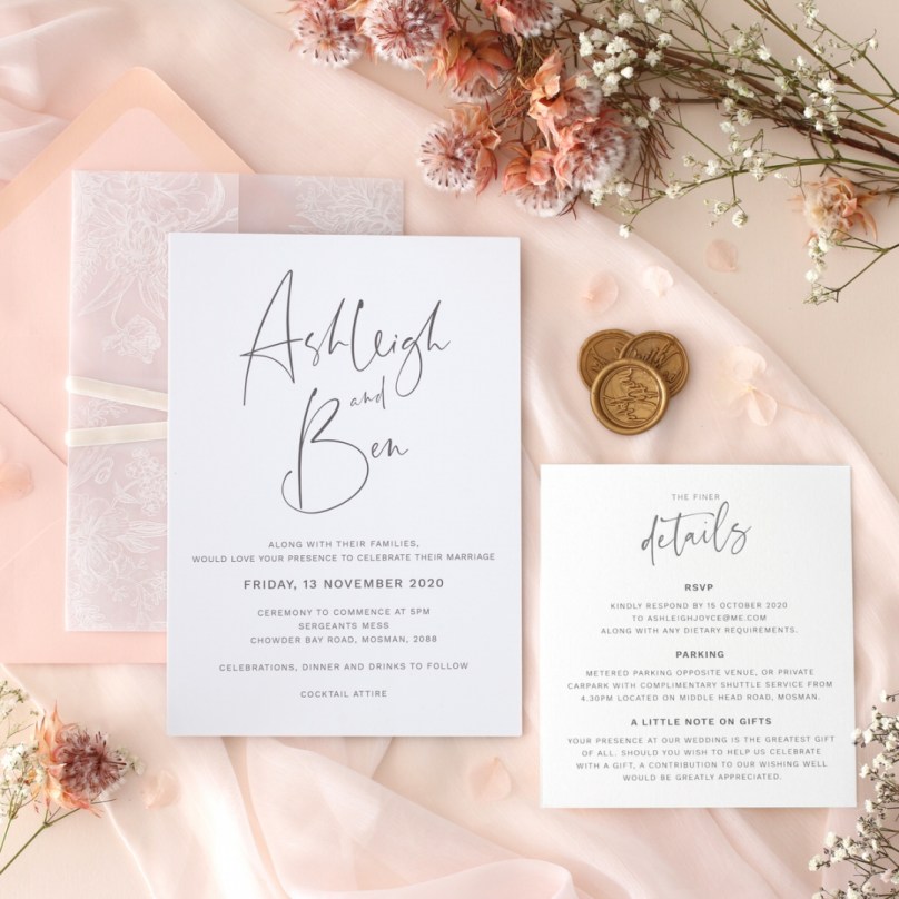 Black on White Acrylic - Wedding Invitations - ACR-WH-BL-01 - 189341