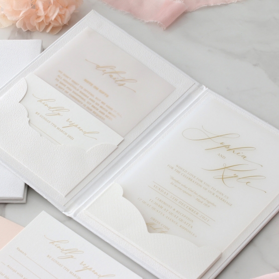 Hardcover Frosted Acrylic Pocket - Wedding Invitations - HC-GOLD-FR-1 - 185320