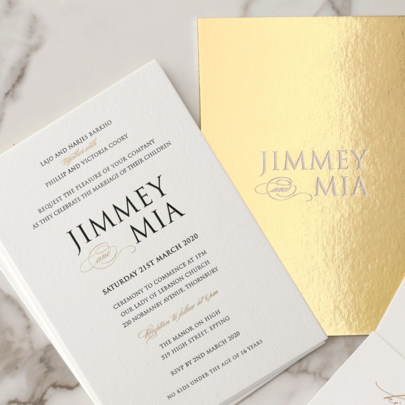 Gold Backed Wedding Invitation Card - Wedding Invitations - KI300-GG-LPBL-DP-01 - 189395