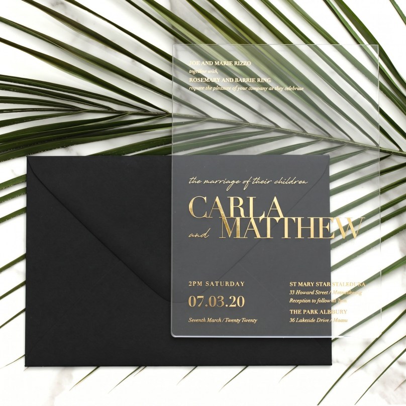 Clear Acrylic Gold Foil - Wedding Invitations - ACR-FLBL-FR-1-8149 - 189469