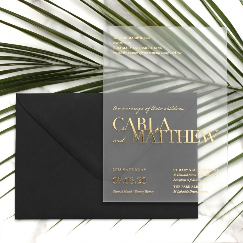 Frosted Acrylic Gold Foil - Wedding Invitations - ACR-FLBL-FR-1-8150 - 189471