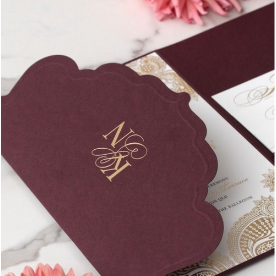 Imperial Burgundy and Gold Pocket - Wedding Invitations - BP-SOLPB-TR30-GG-02 - 185038
