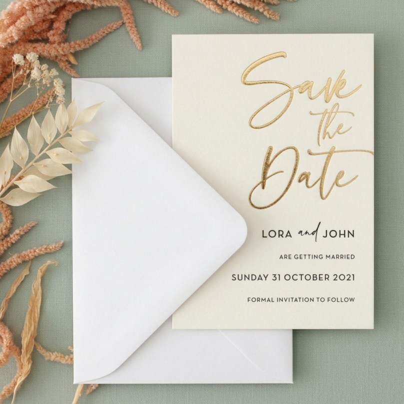 Gold Foil Save the Date Cards - Save the Date - SD-KI300-PFLGG-11 - 189556