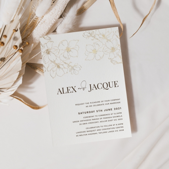 Golden Blooms - Wedding Invitations - KI300-PFL-GG-20 - 185963