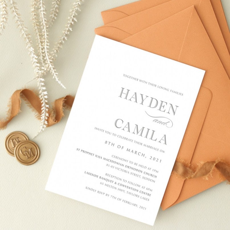 Letterpressed Elegance in Grey - Wedding Invitations - IC55-LP-BL-03 - 189373