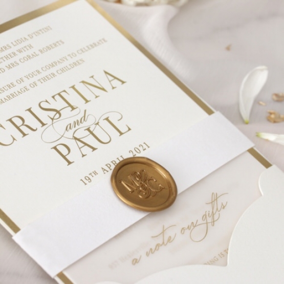 Foil Stamp Elegance & Blank Half Pocket - Wedding Invitations - KI300-GG-PC-01 - 185004