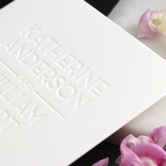 White on White Blind Letterpress - Wedding Invitations - WPBD-01 - 183928