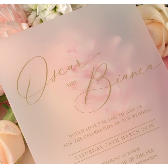 Gold Glamour on Frosted Acrylic - Wedding Invitations - BON-GOLD-F-1 - 185033