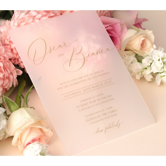 Gold Glamour on Frosted Acrylic - Wedding Invitations - BON-GOLD-F-1 - 184084