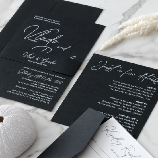 Contemporary in Black and White - Wedding Invitations - GI-MB300-WH-01 - 185031