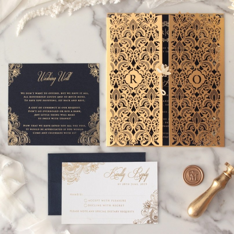 Imperial Glamour Laser Cut - Wedding Invitations - LC-IG-GD-NV - 189164