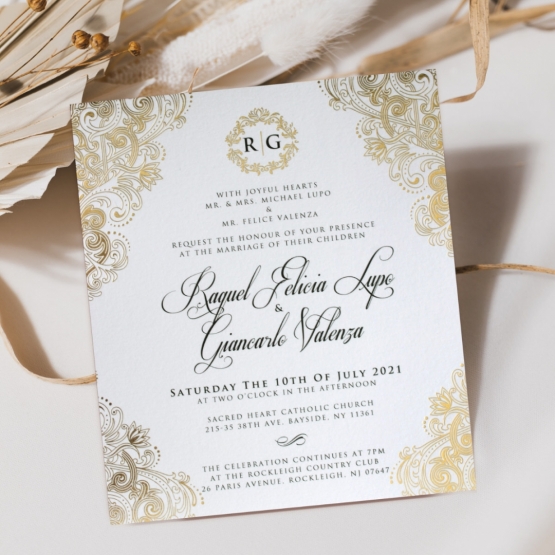 Glamorous Imperial Border - Wedding Invitations - KI300-PFL-GG-15 - 185975