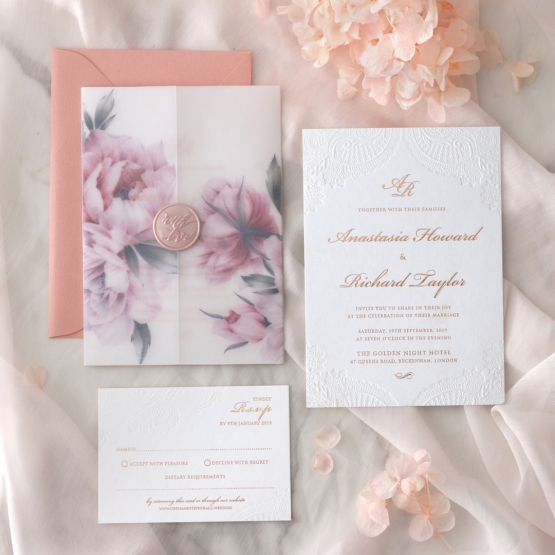 Regal Charm Letterpress - Wedding Invitations - IC55-GG-LPBD-10 - 185835