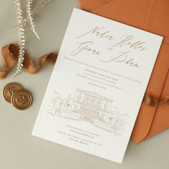 Bellissima Letterpressed Castle  - Wedding Invitations - WP-IC55-LP-02 - 184212