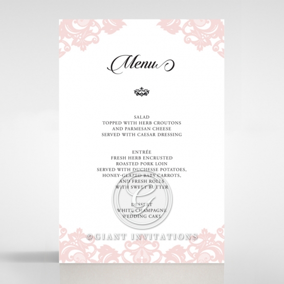 Baroque Pocket wedding reception menu card