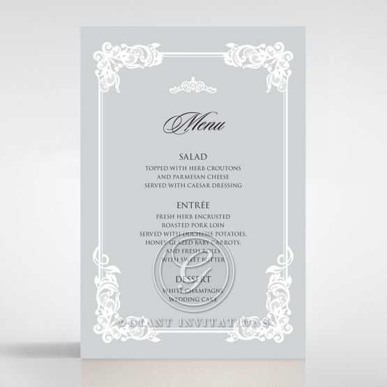 Black Divine Damask wedding venue menu card design