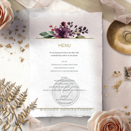 Contemporary Love wedding venue table menu card stationery design