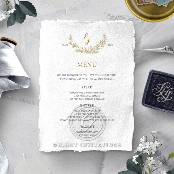 Enchanted Wreath wedding table menu card
