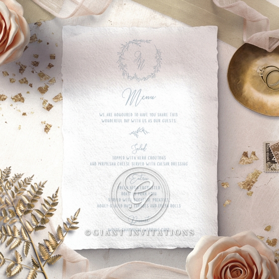 Love Circle wedding reception table menu card stationery design