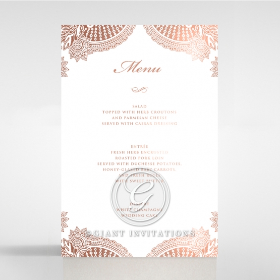 Regal Charm Letterpress with foil reception menu card stationery