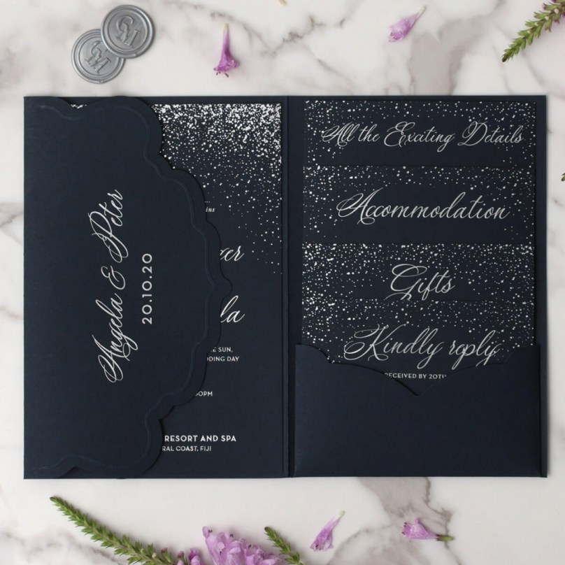 Midnight Sparkle - Wedding Invitations - PCK-EM-NV-S - 189338